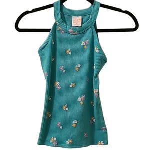 JUMPING BEANS GIRLS TEAL FLORAL SUMMER TOP SIZE 10